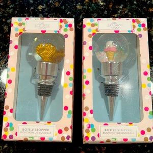 NEW in boxes - 2 bottle stoppers with summer / shell and ice cream cone theme.